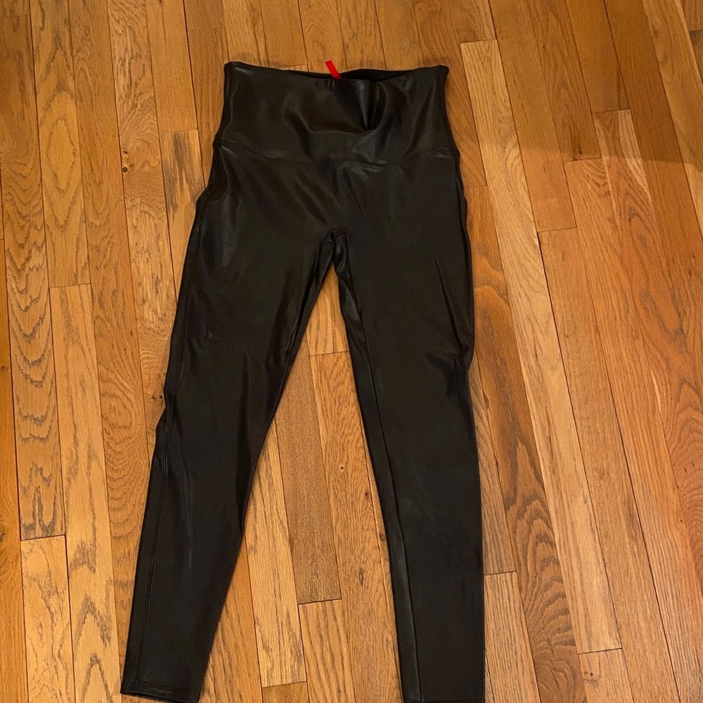 Spanx Leather Looking Black High-Waisted Leggings
